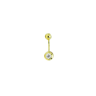 Piercing Navel Chatón de Oro 9K con Circonita