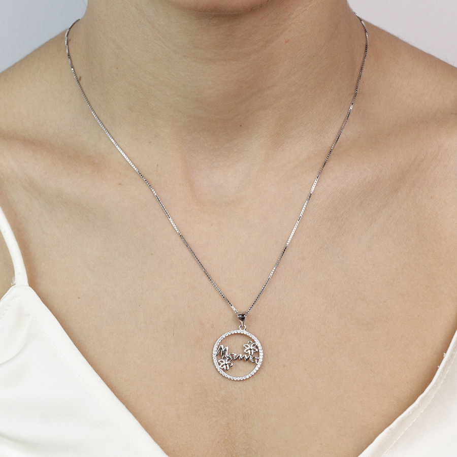 Collar Medallón Mamá Circonitas