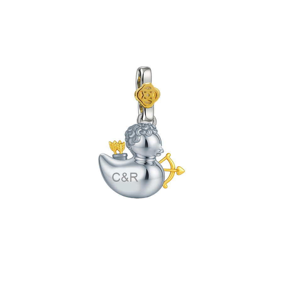 Colgante Patito Cupido personalizado con grabado Plata 925
