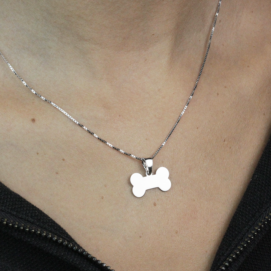 Colgante Hueso Perro de Plata 925 Personalizado