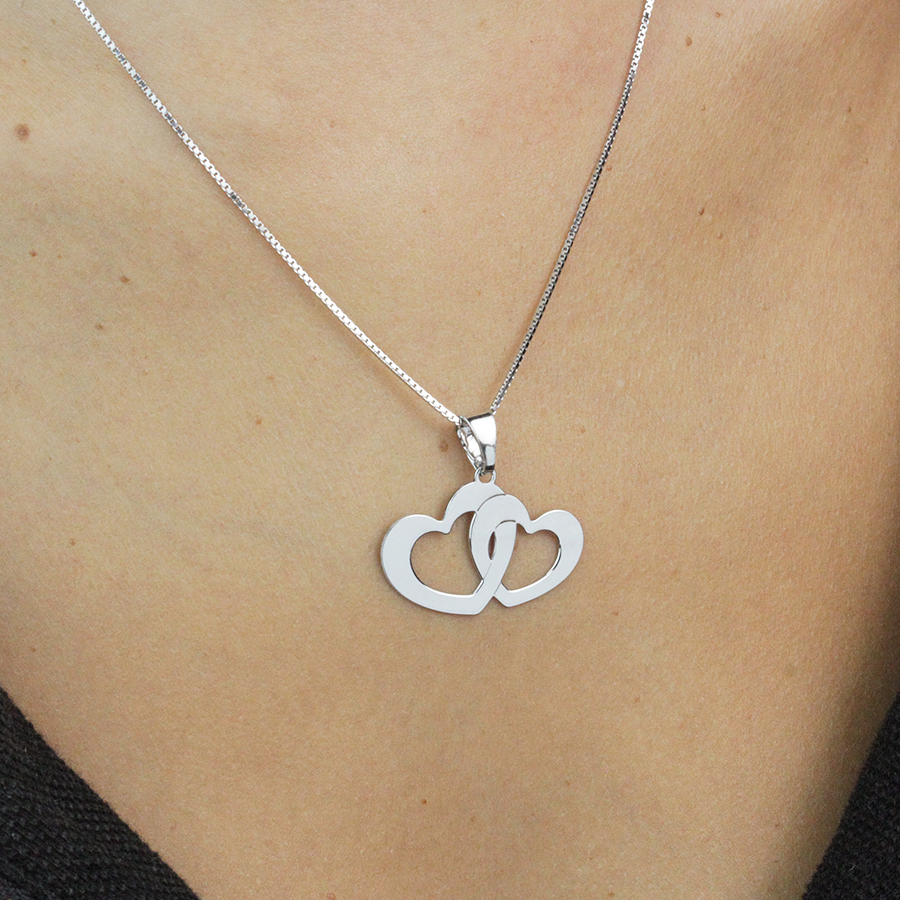 Colgante Corazones Unidos de Plata 925 Personalizado
