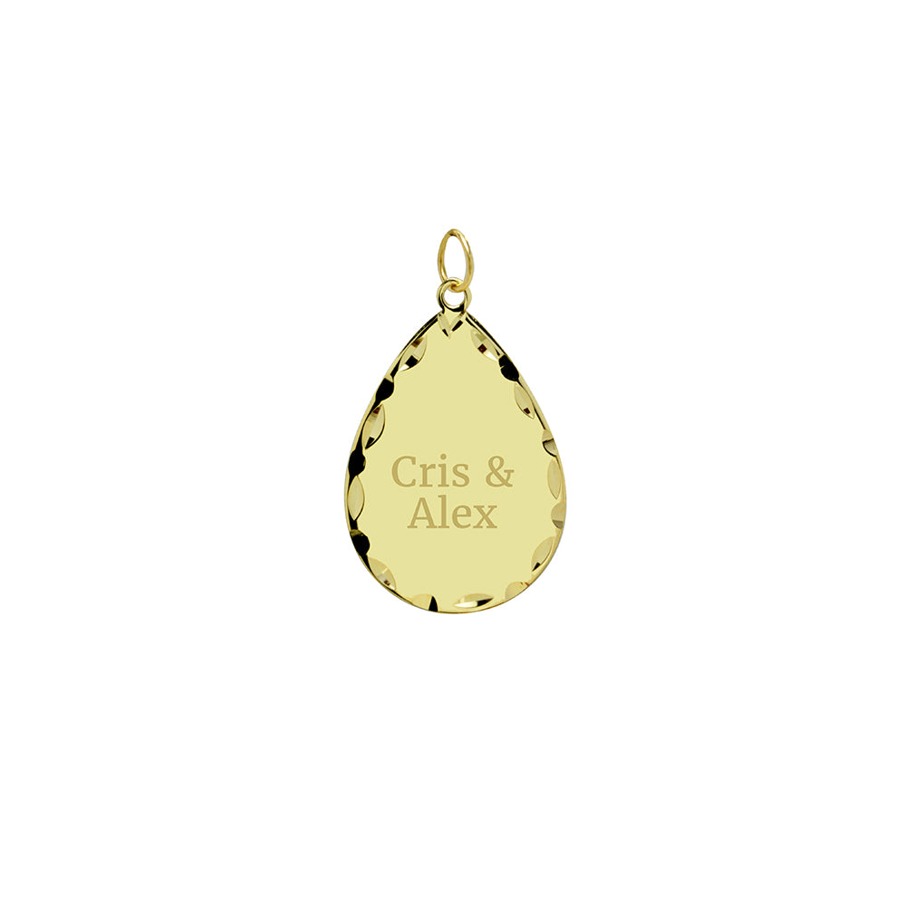 Colgante Gota Tallada de Oro Personalizado