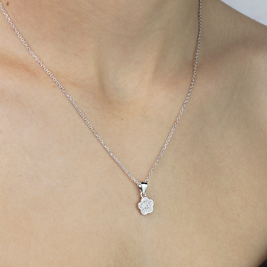 Collar y Pendientes Shiny Flower de Plata 925