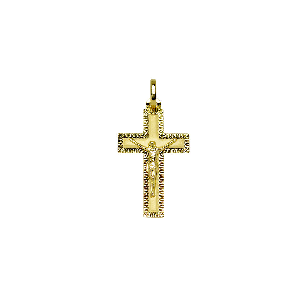 Cruz Grabada Cristo 16x25mm Oro