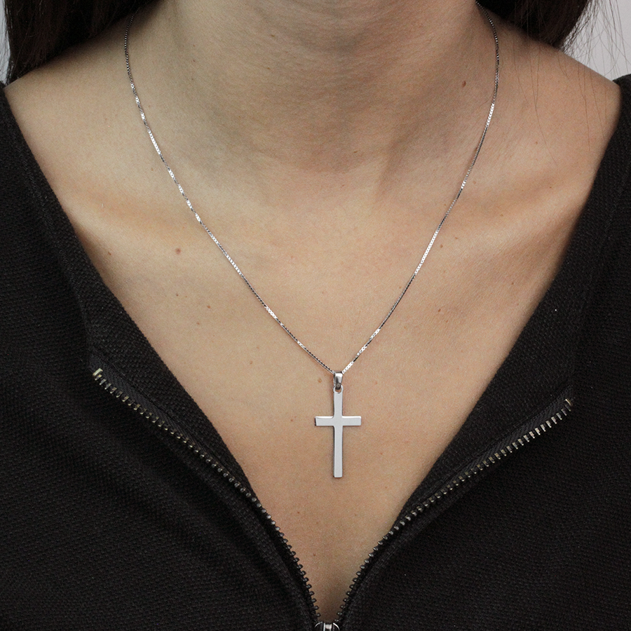 Colgante Cruz Plana de Plata 925