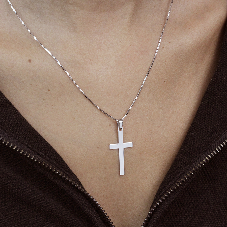 Colgante Cruz Plana de Plata 925
