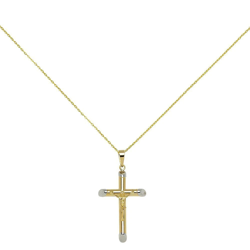 Collar Cruz Tubo Cristo 19x31mm