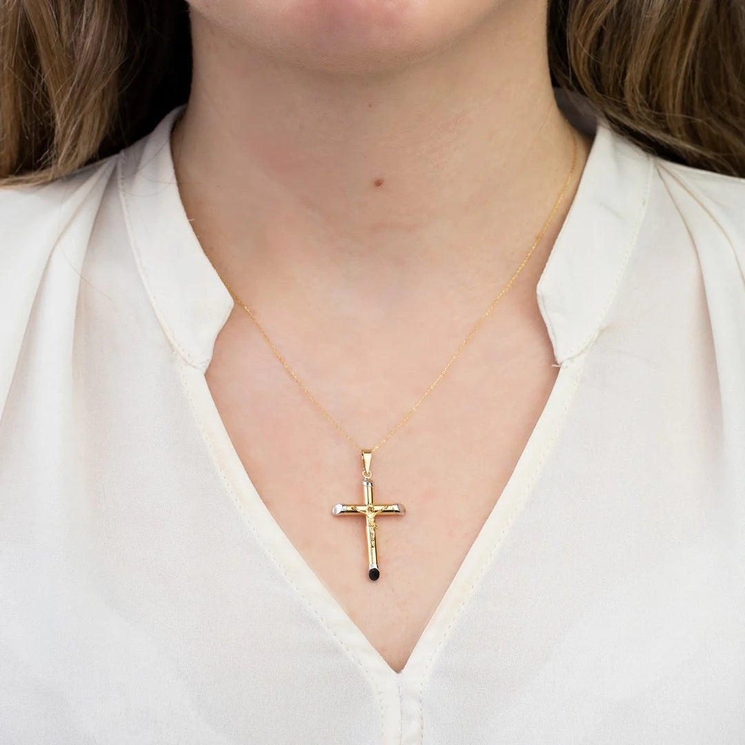 Collar Cruz Tubo Cristo 19x31mm