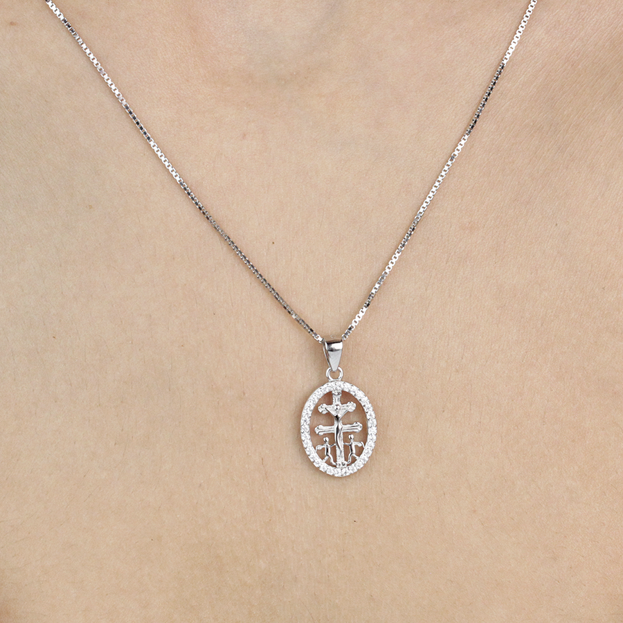 Cadena y Colgante Cruz Caravaca Circonitas