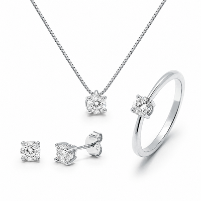 Set Trío Diamante de Laboratorio Plata 925