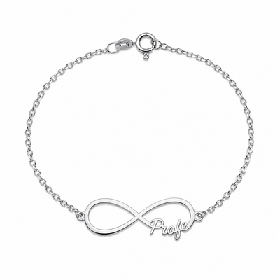 Pulsera Infinito Profesora de Plata 925 con Nombre Grabado