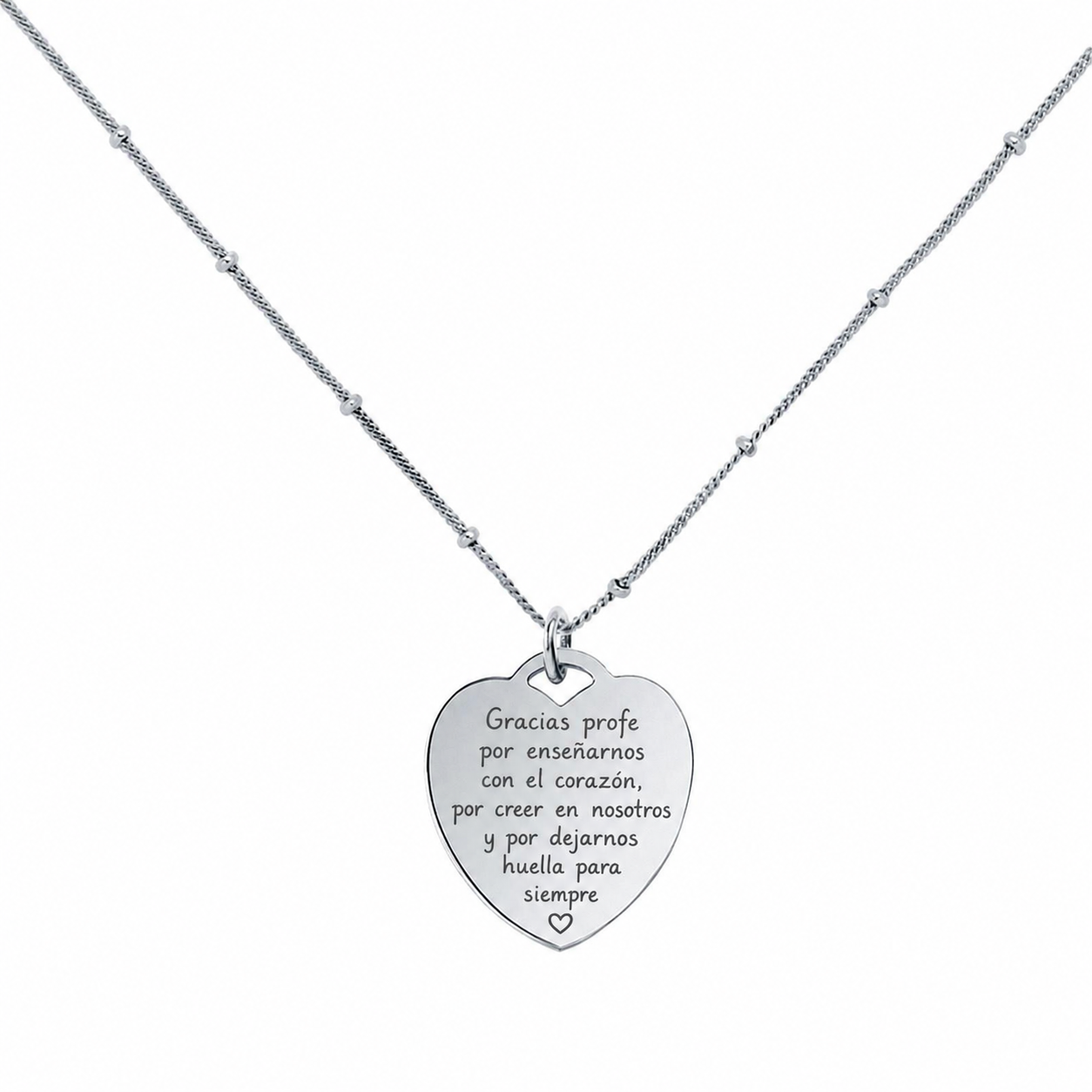 Collar Corazón Profesora de Plata 925 Personalizado