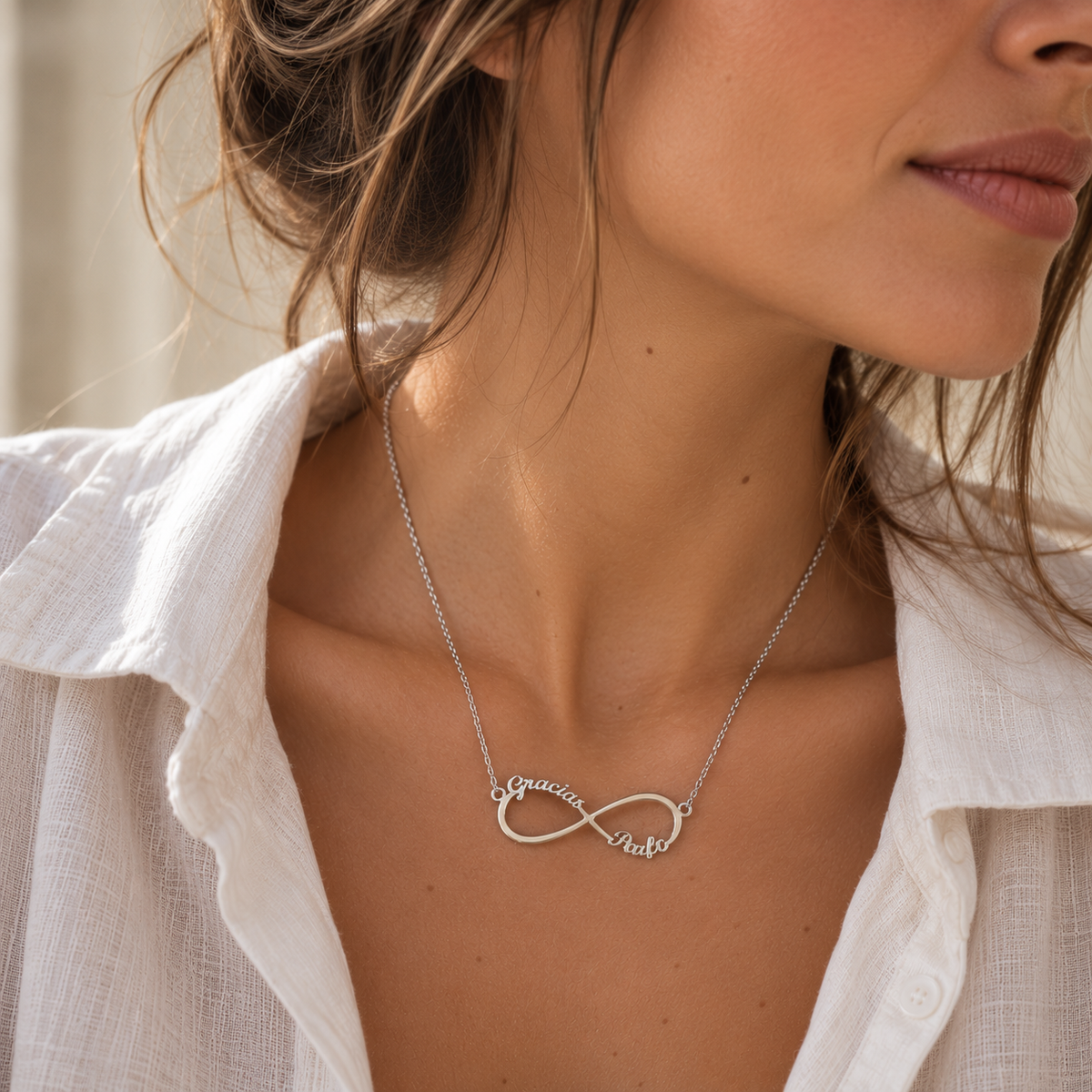 Collar Infinito Doble de Plata 925 Personalizado