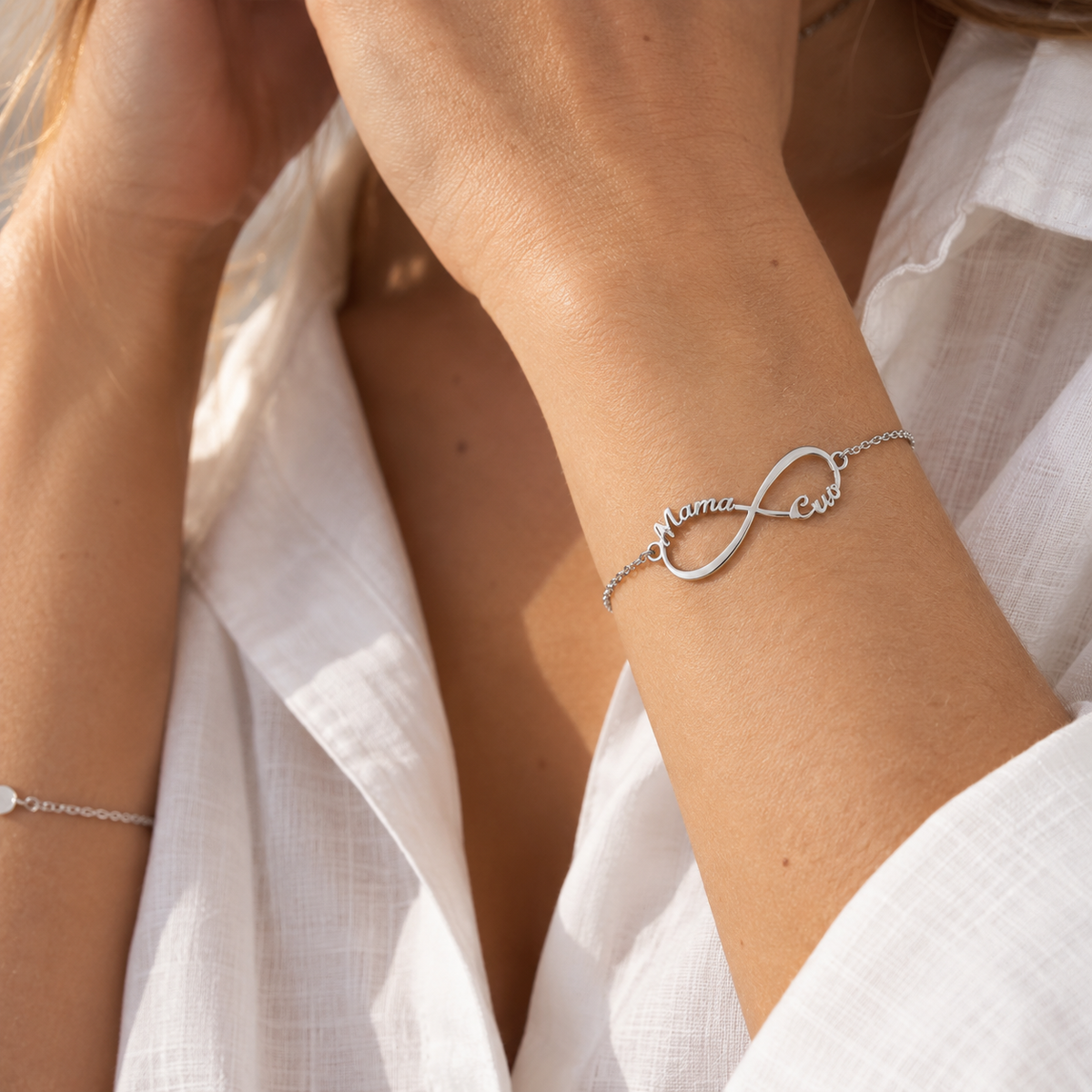 Pulsera Infinito de Plata 925 con Nombres Grabados