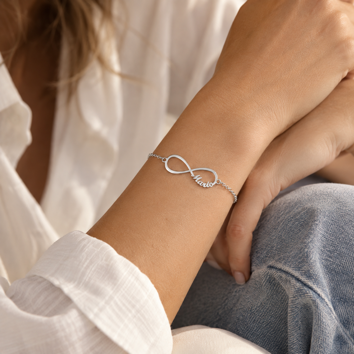 Pulsera Infinito de Plata 925 con Nombre Grabado
