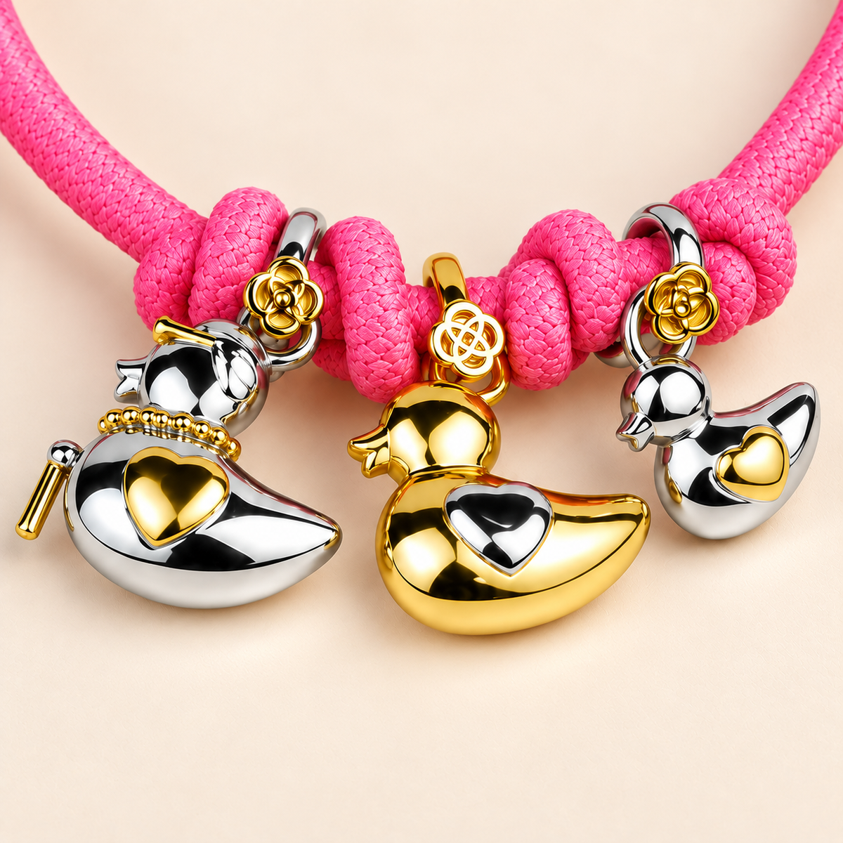 Pulsera Patitos de Plata 925 Personalizada