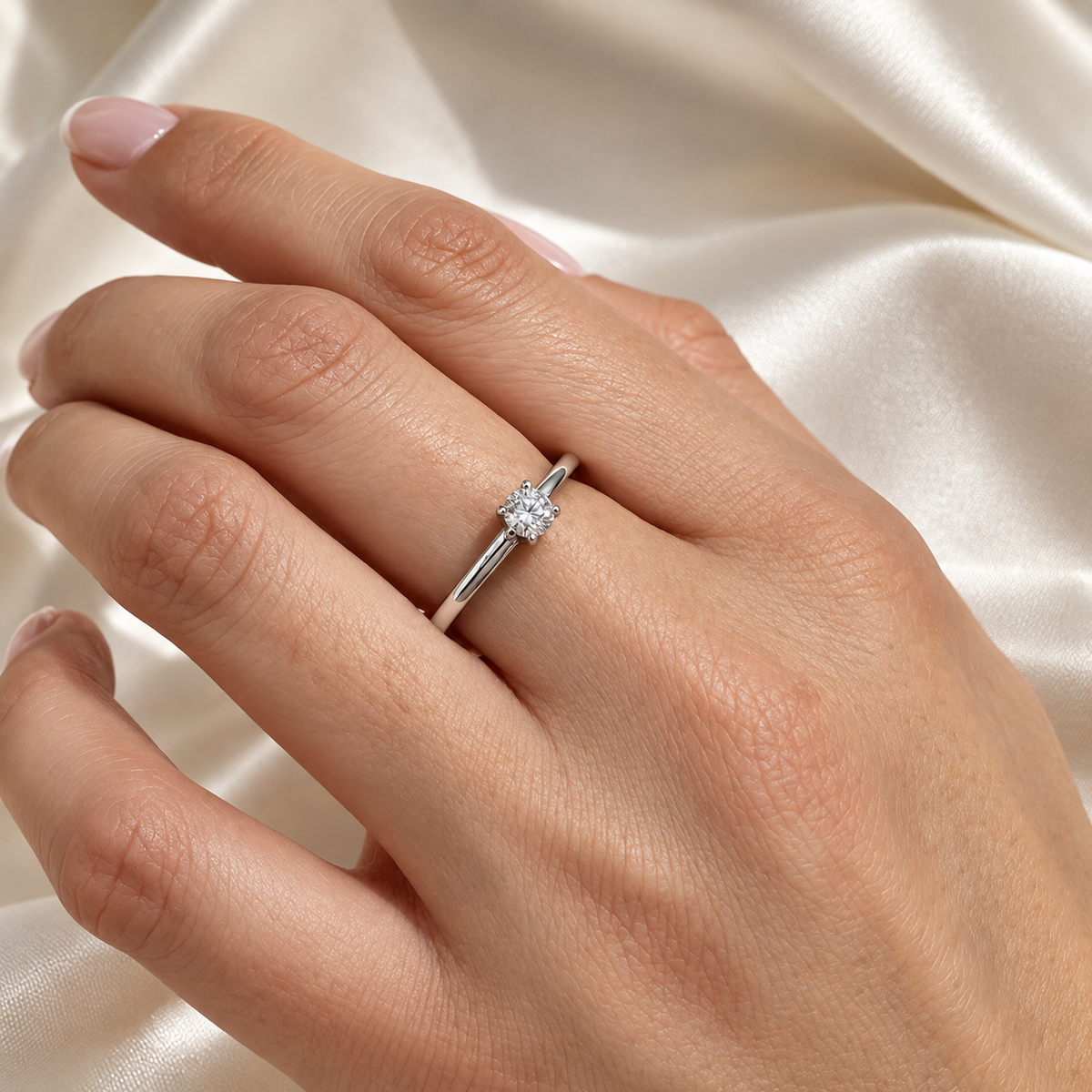 Anillo Belle 0,20 ct con Diamante de Laboratorio en oro puesto en la mano