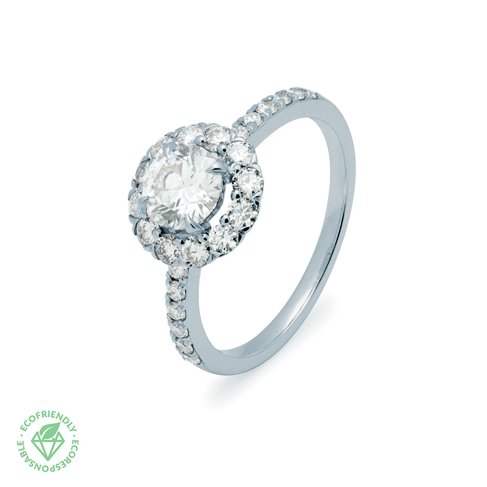 Anillo Solitario Americano Diamantes Rosetón 1,30ct.