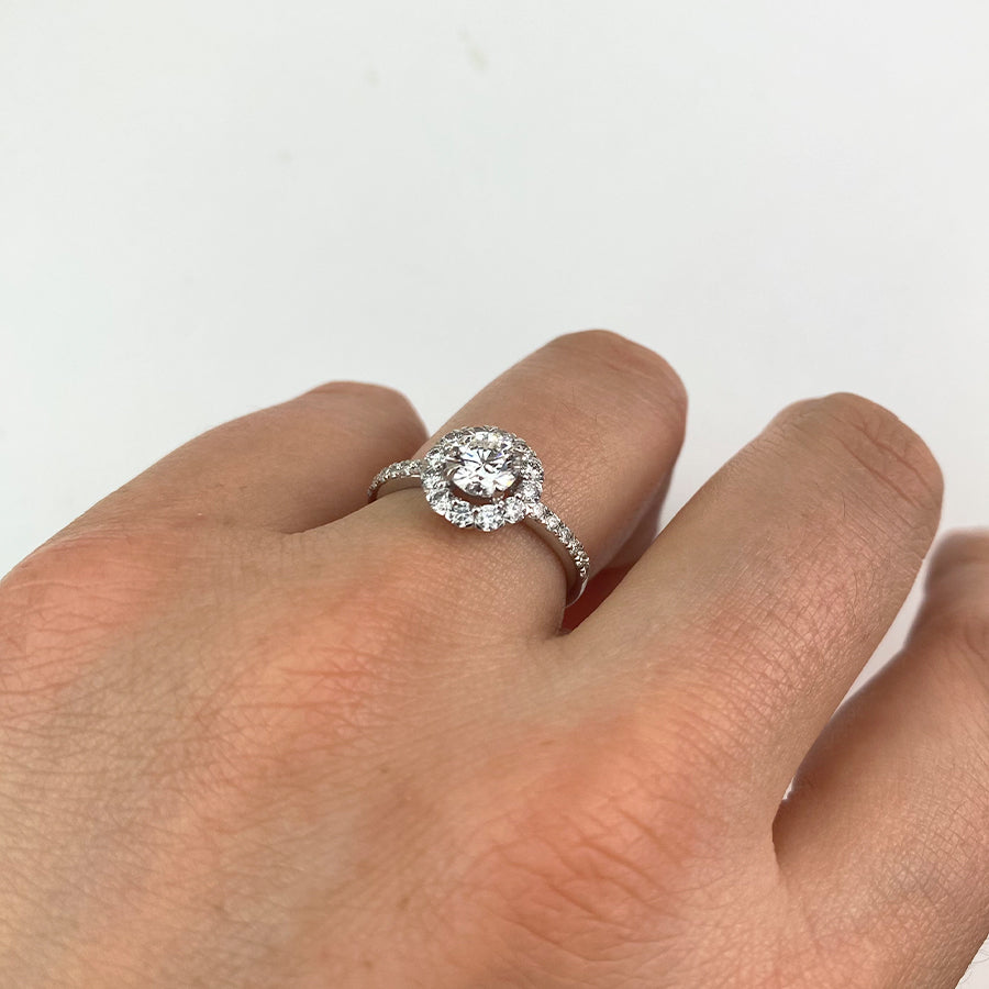 Anillo Solitario Americano Diamantes Rosetón 1,30ct.