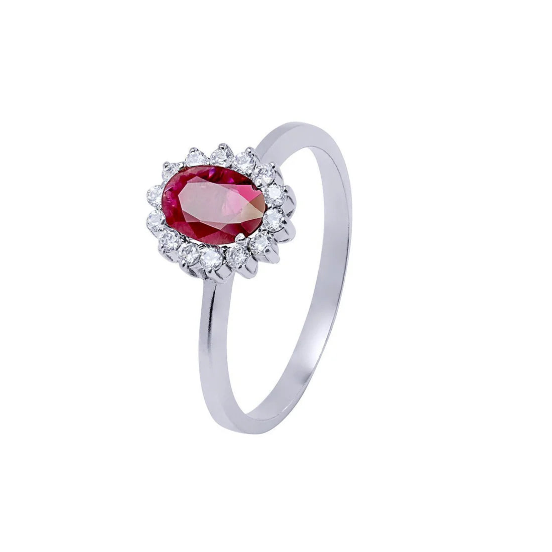 Anillo Roseta de Oro para Mujer con Rubí y Brillantes