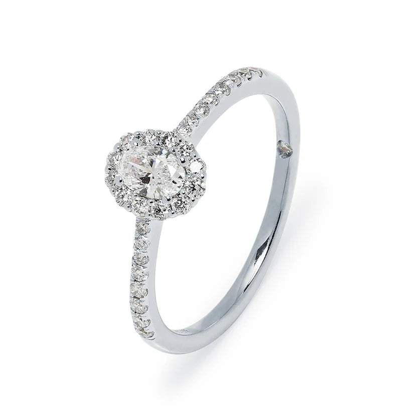 Anillo de Oro 9K con Diamante Oval Personalizado para Mujer