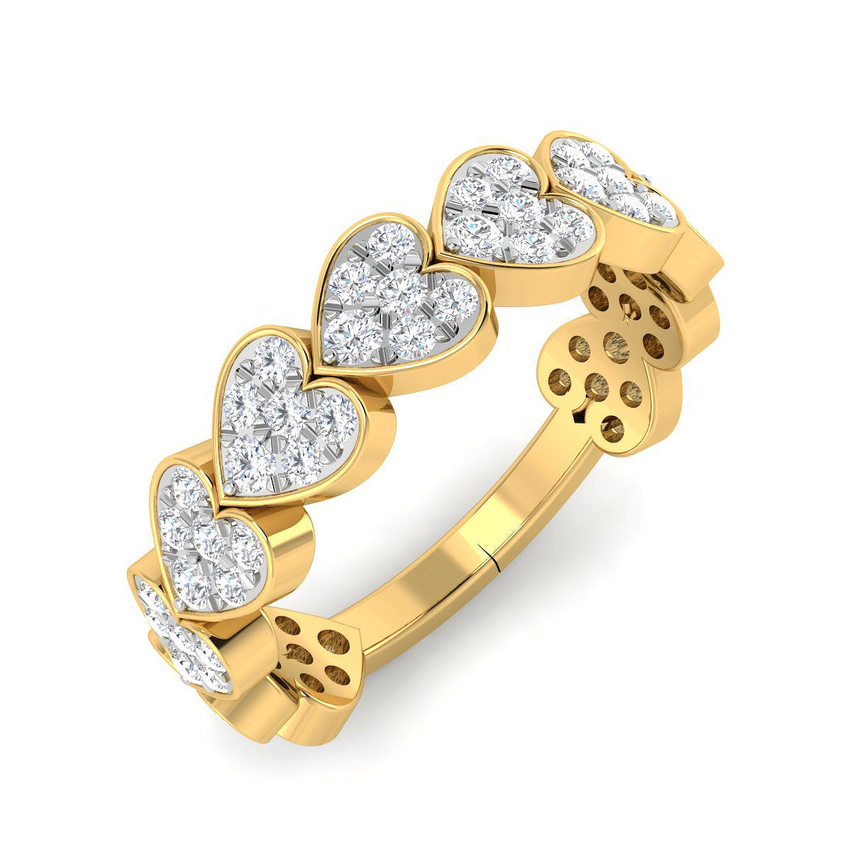 Anillo Pavé Corazones Diamante de Laboratorio en Plata 925