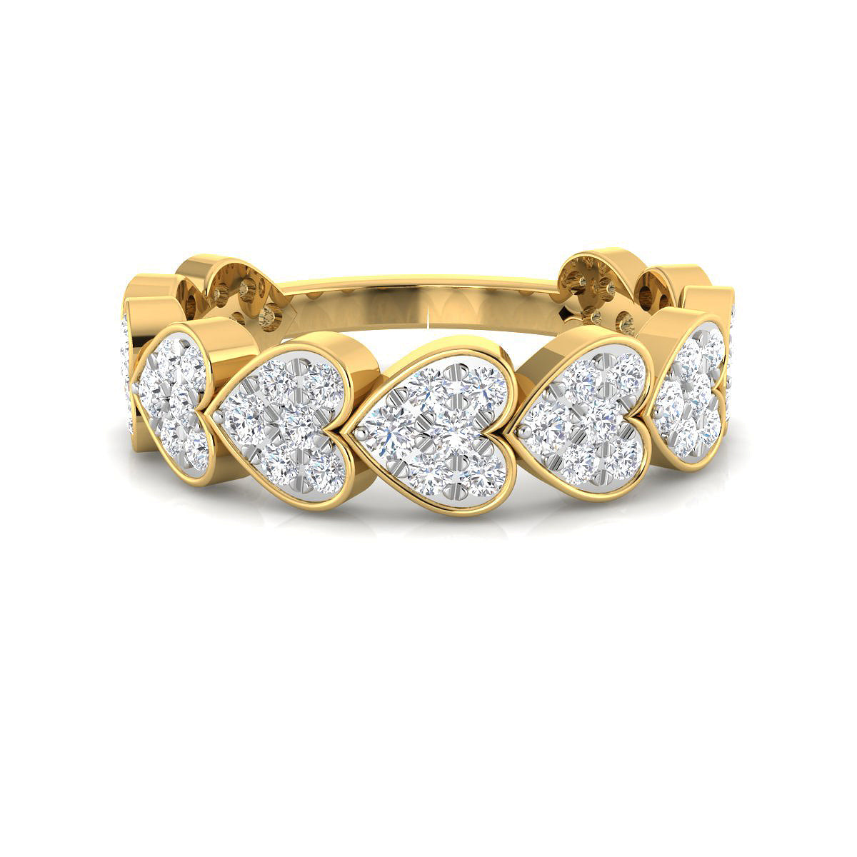 Anillo Pavé Corazones con Diamante de Laboratorio en Plata 925