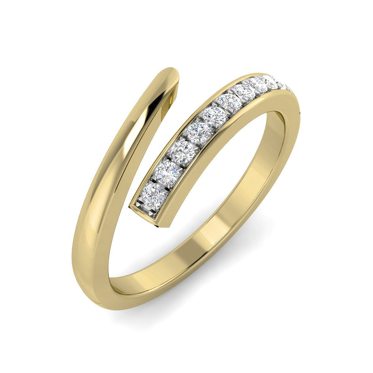 Anillo Cruzado Diamante de Laboratorio en Plata 925