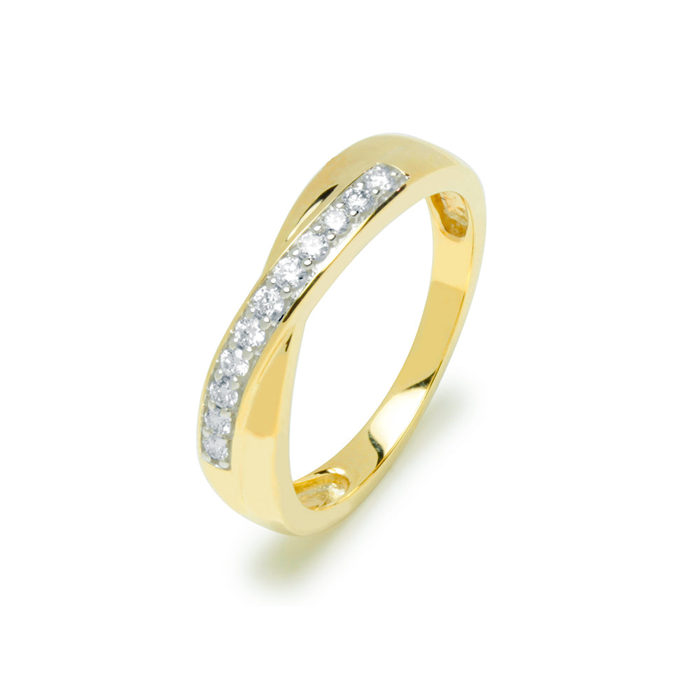 Anillo Cruz con Diamante de Laboratorio en Oro 9k
