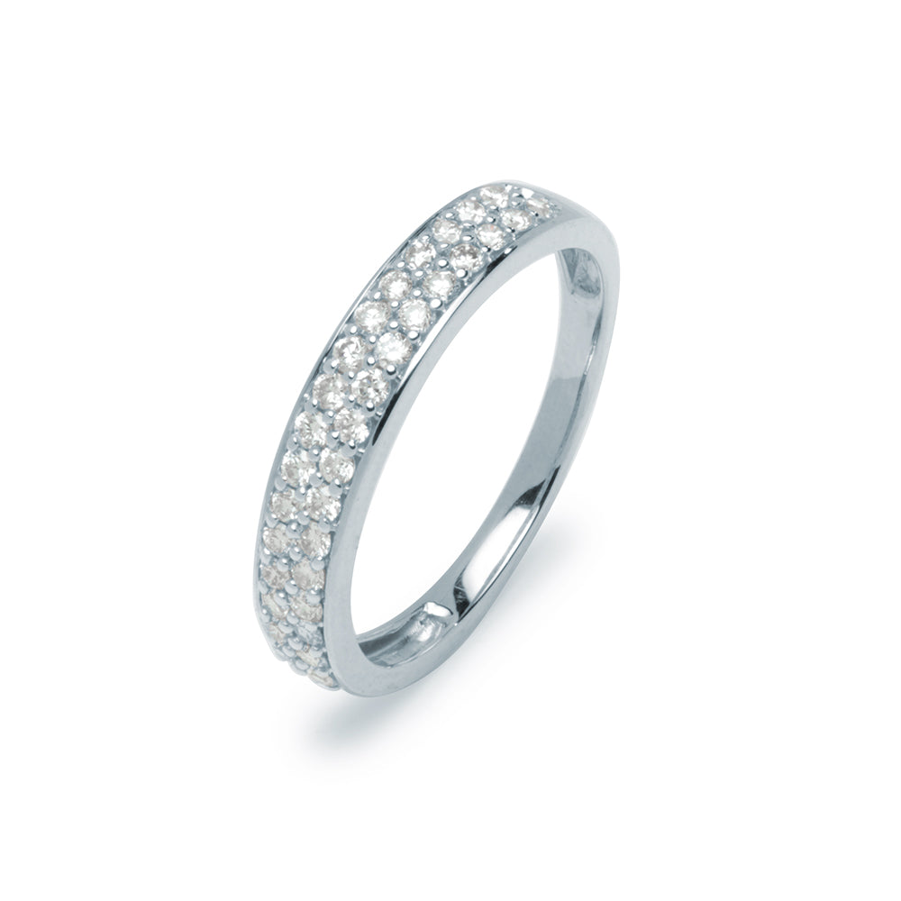 Anillo Media Alianza Diamantes Doble Traviatta 0,35ct.