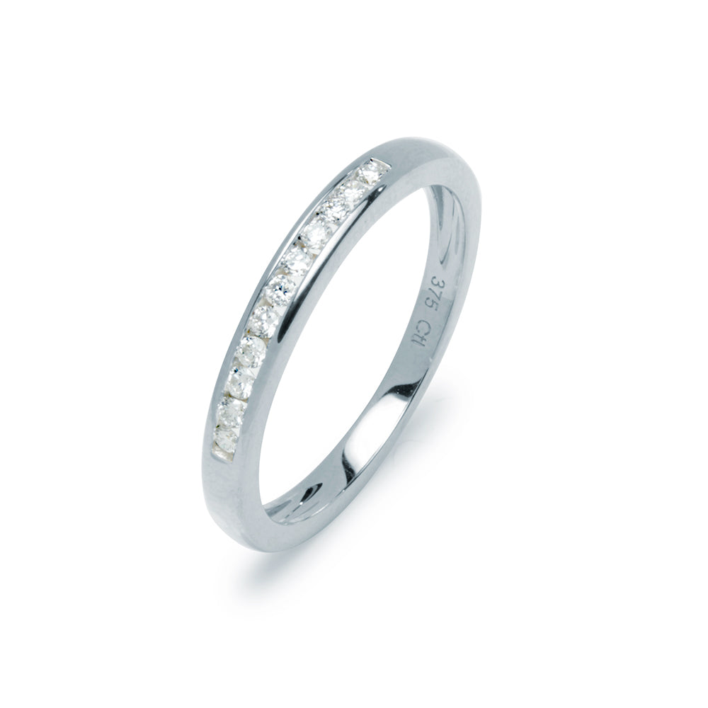 Anillo Media Alianza Diamantes Carril Butterfly 0,12ct.