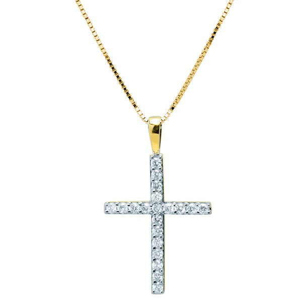 Collar Cruz de Oro con Diamantes Naturales