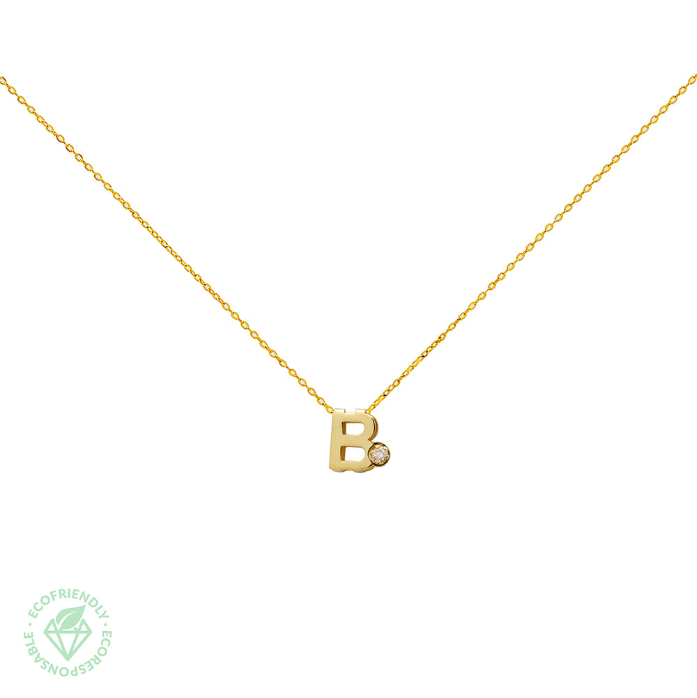 Collar Bisel Grabable con Diamante de Laboratorio en Oro 9k