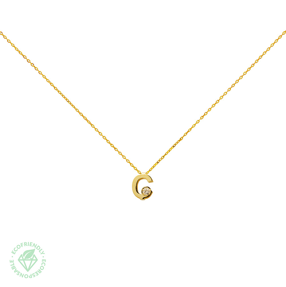 Collar Bisel Grabable con Diamante de Laboratorio en Oro 9k
