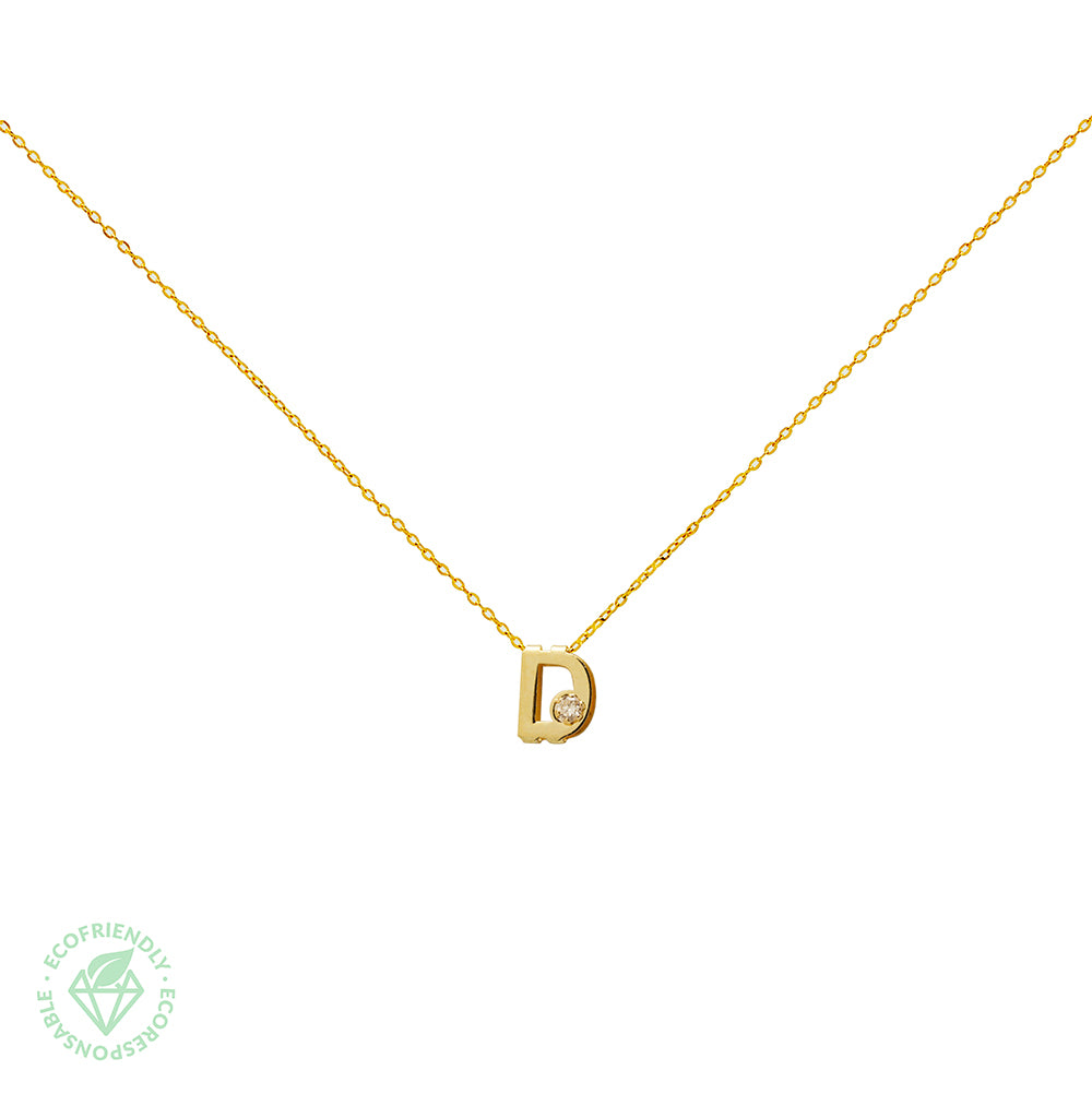 Collar Bisel Grabable con Diamante de Laboratorio en Oro 9k