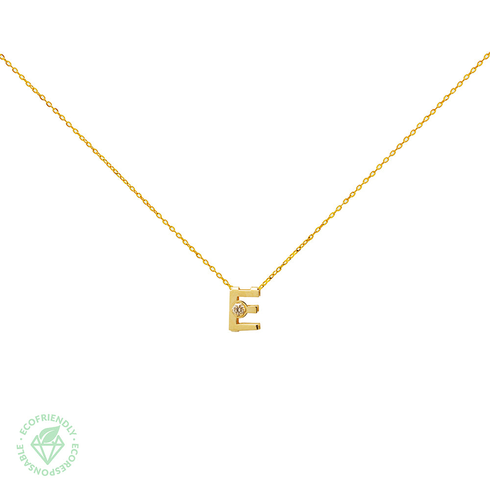Collar Bisel Grabable con Diamante de Laboratorio en Oro 9k
