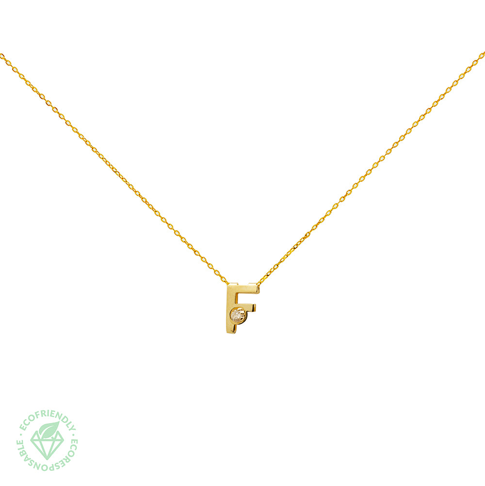 Collar Bisel Grabable con Diamante de Laboratorio en Oro 9k