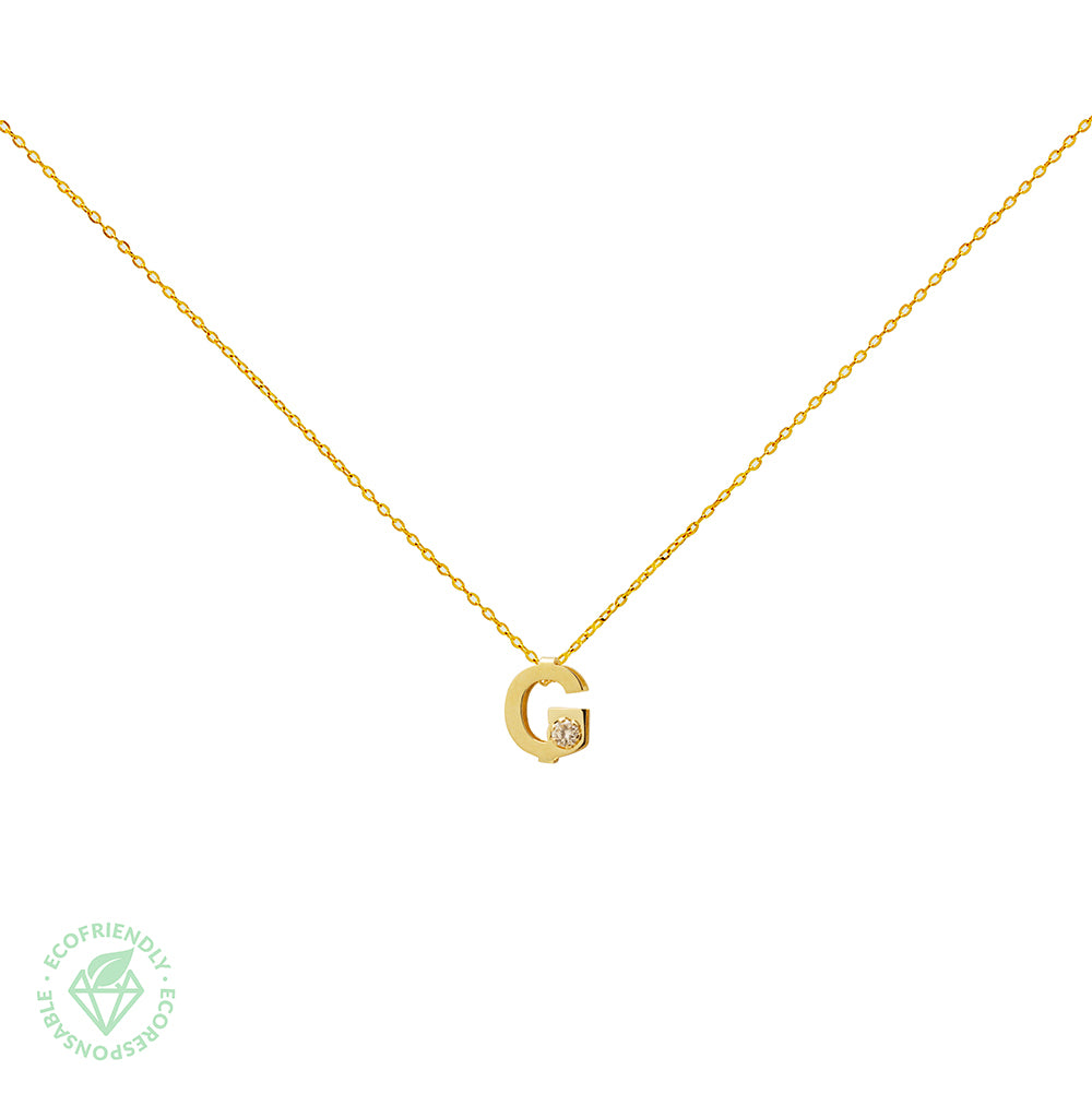 Collar Bisel Grabable con Diamante de Laboratorio en Oro 9k