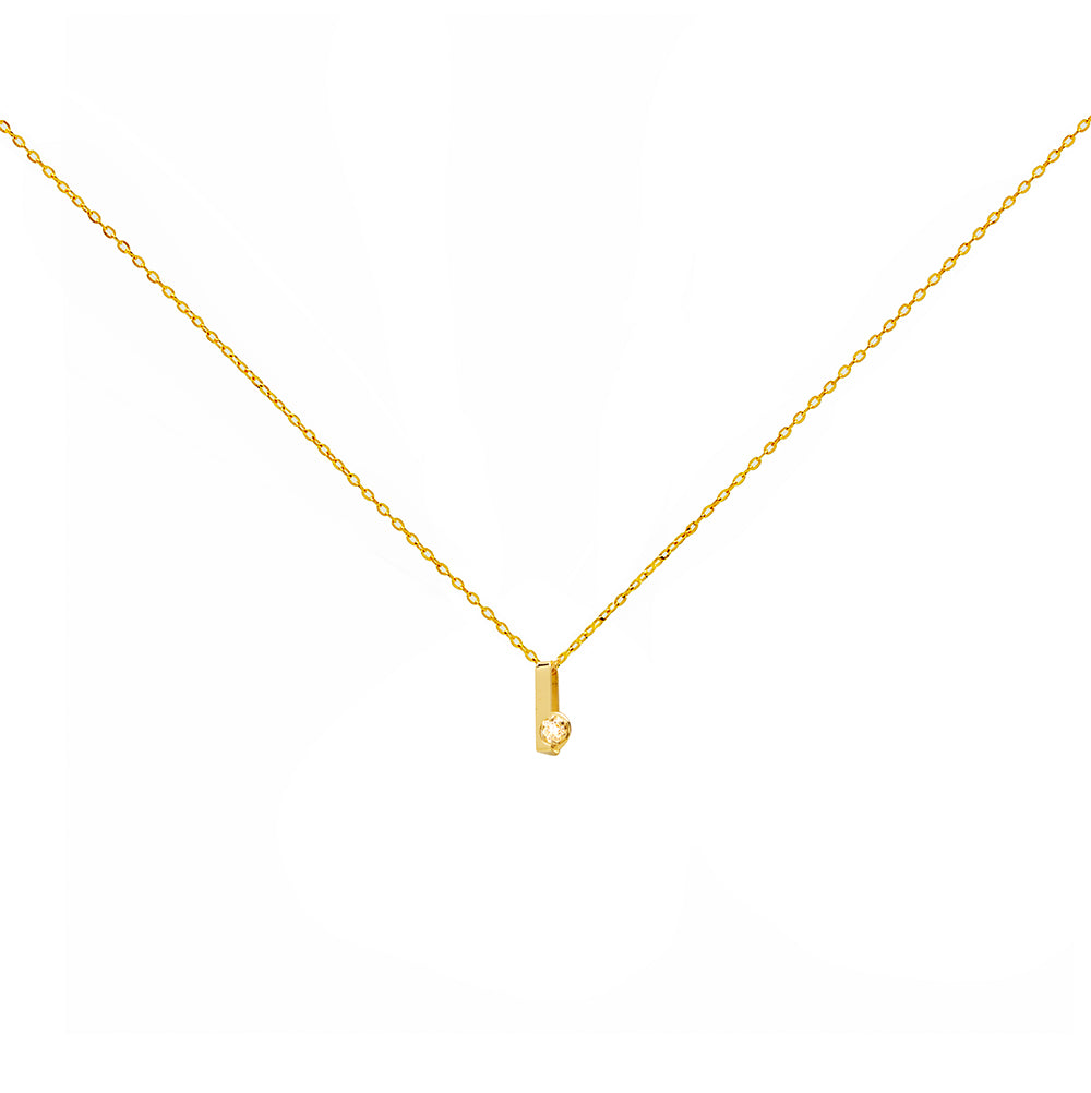 Collar Bisel Grabable con Diamante de Laboratorio en Oro 9k