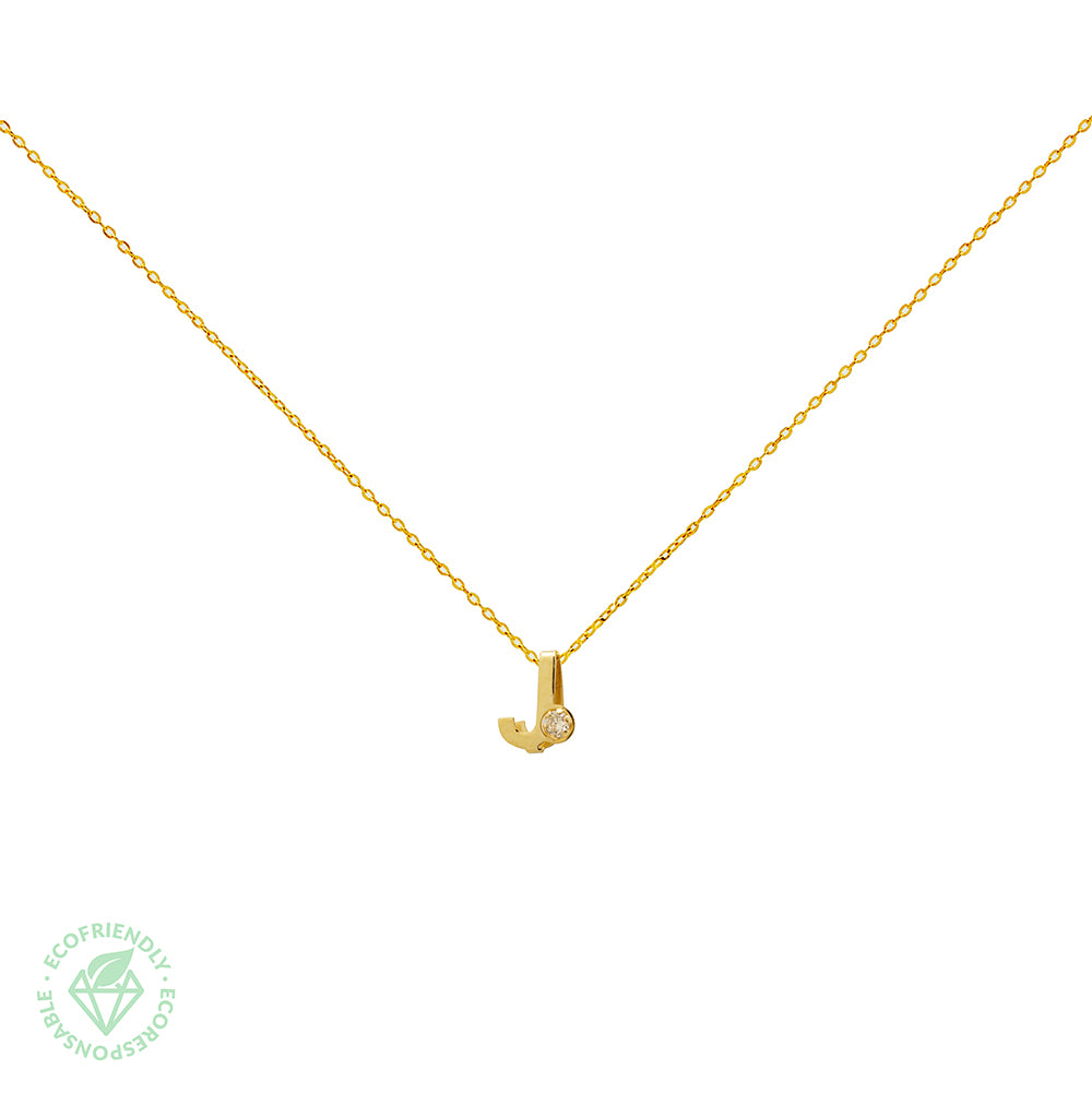 Collar Bisel Grabable con Diamante de Laboratorio en Oro 9k