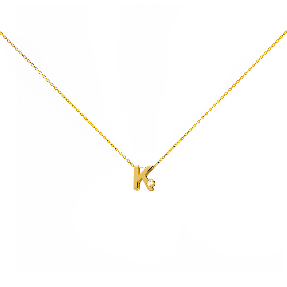 Collar Bisel Grabable con Diamante de Laboratorio en Oro 9k
