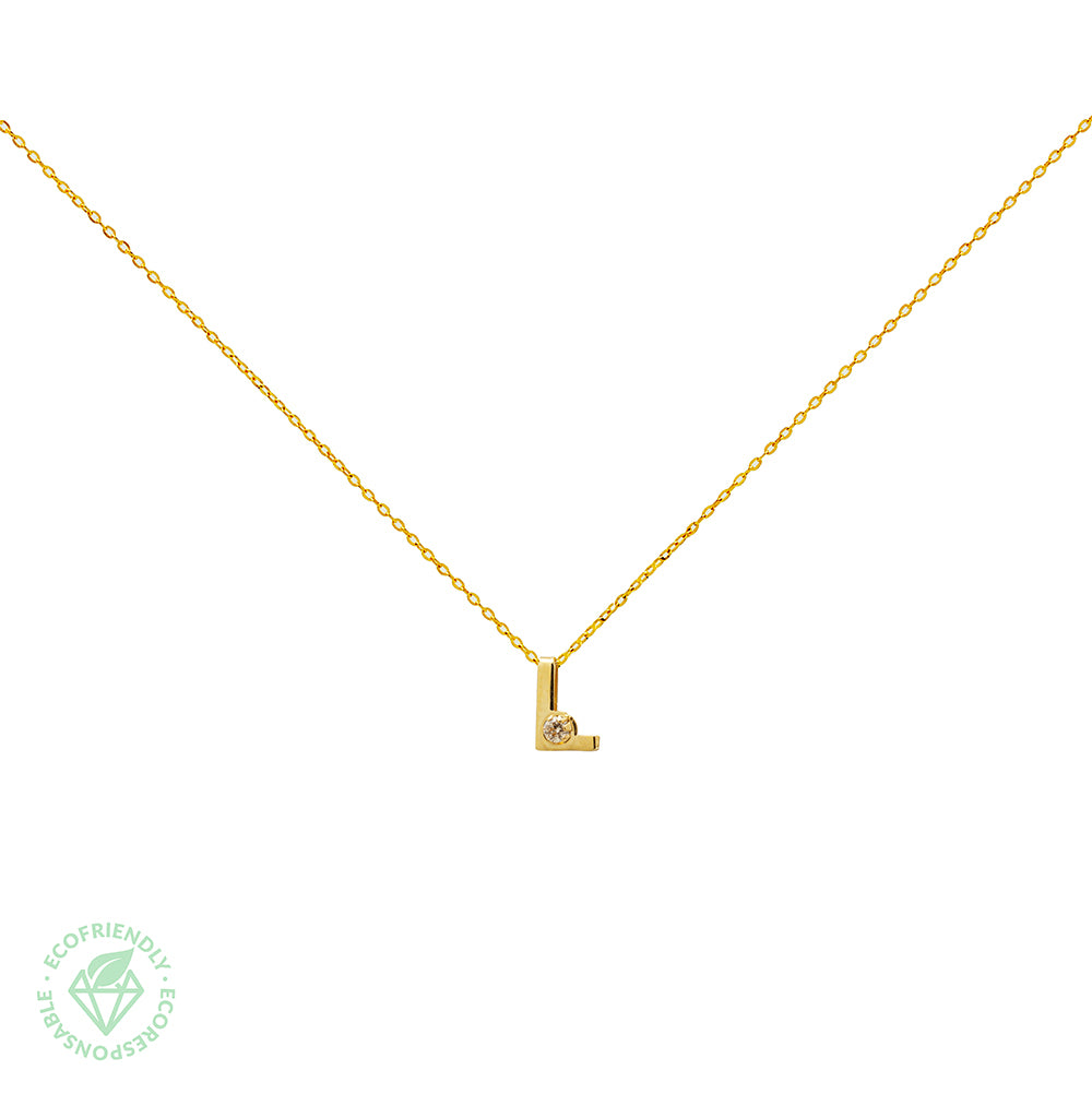 Collar Bisel Grabable con Diamante de Laboratorio en Oro 9k