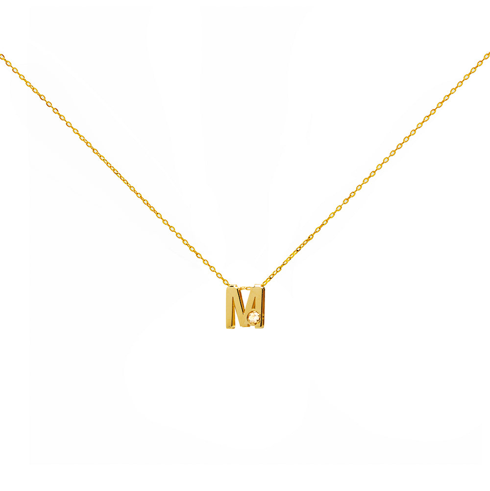Collar Bisel Grabable con Diamante de Laboratorio en Oro 9k