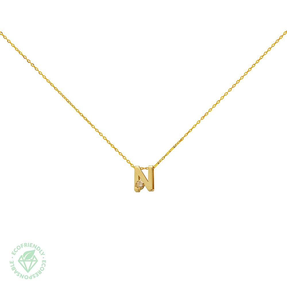 Collar Bisel Grabable con Diamante de Laboratorio en Oro 9k