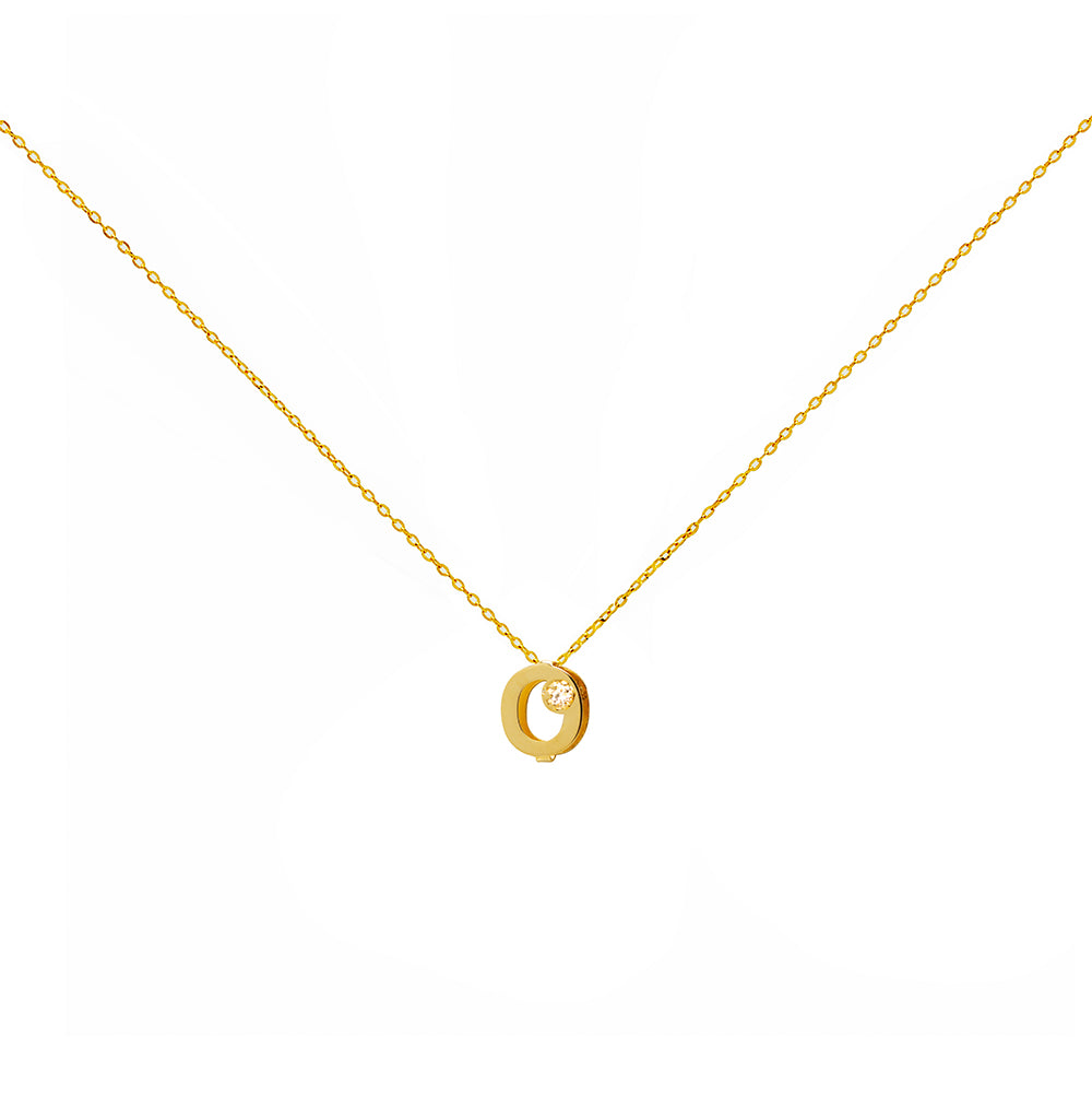 Collar Bisel Grabable con Diamante de Laboratorio en Oro 9k