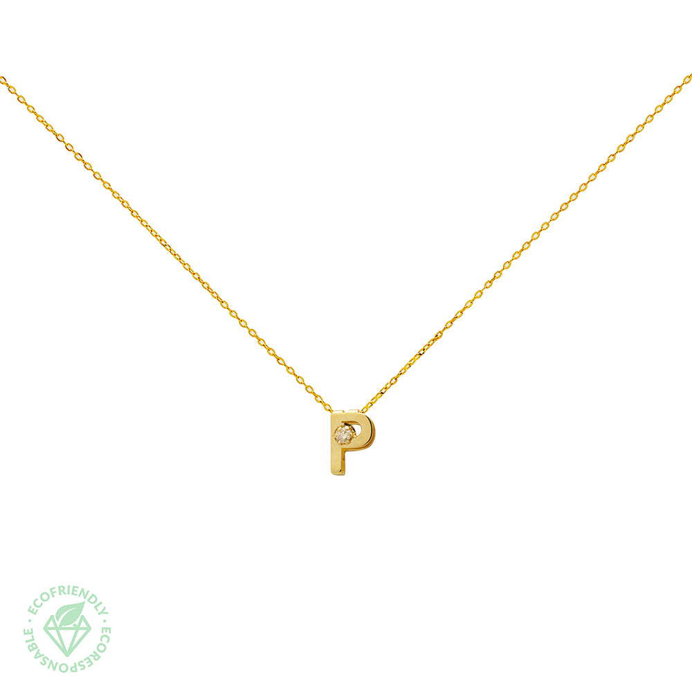 Collar Bisel Grabable con Diamante de Laboratorio en Oro 9k