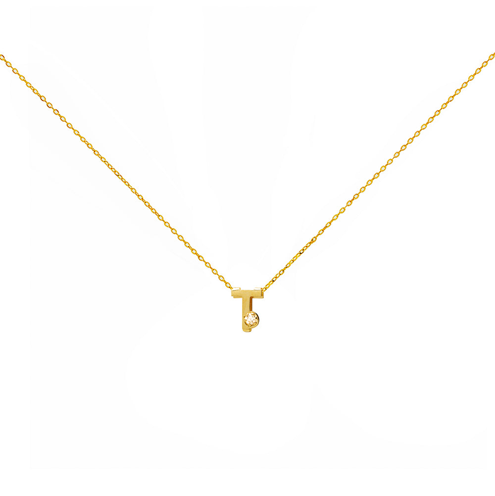 Collar Bisel Grabable con Diamante de Laboratorio en Oro 9k