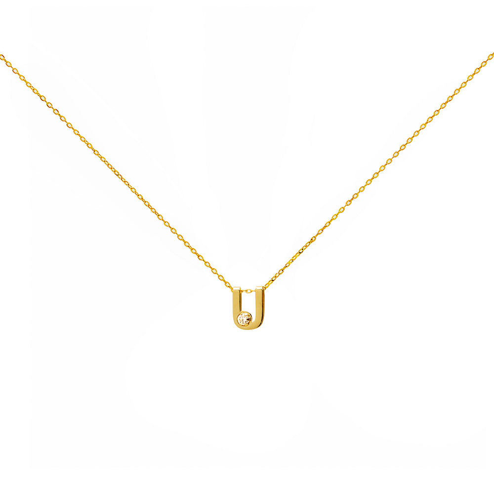 Collar Bisel Grabable con Diamante de Laboratorio en Oro 9k
