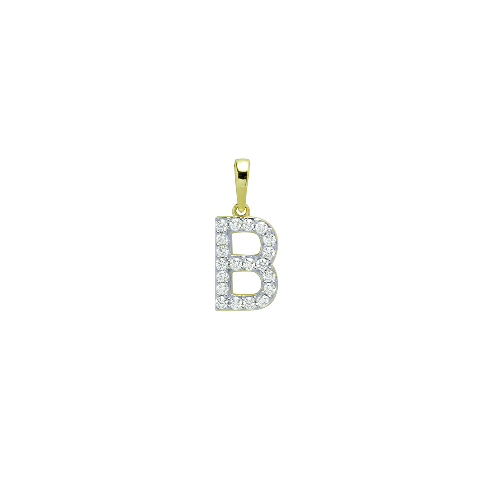 Colgante Diamantes de Oro 9K con Inicial Grabada
