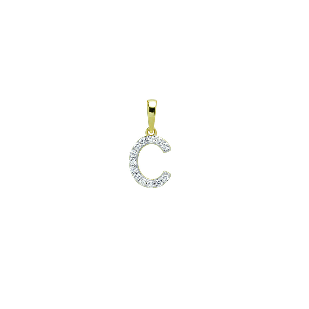 Colgante Diamantes de Oro 9K con Inicial Grabada